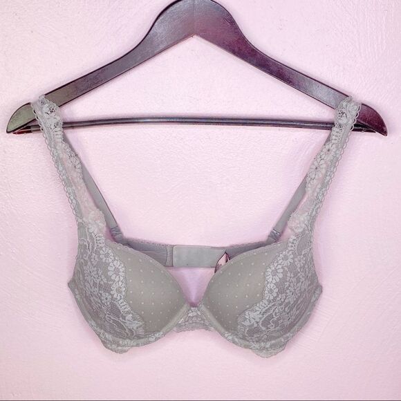 Victoria’s Secret Dream Angels Push Up Bra Lace Polka Dot Convertible Gray 32D - Picture 9 of 13